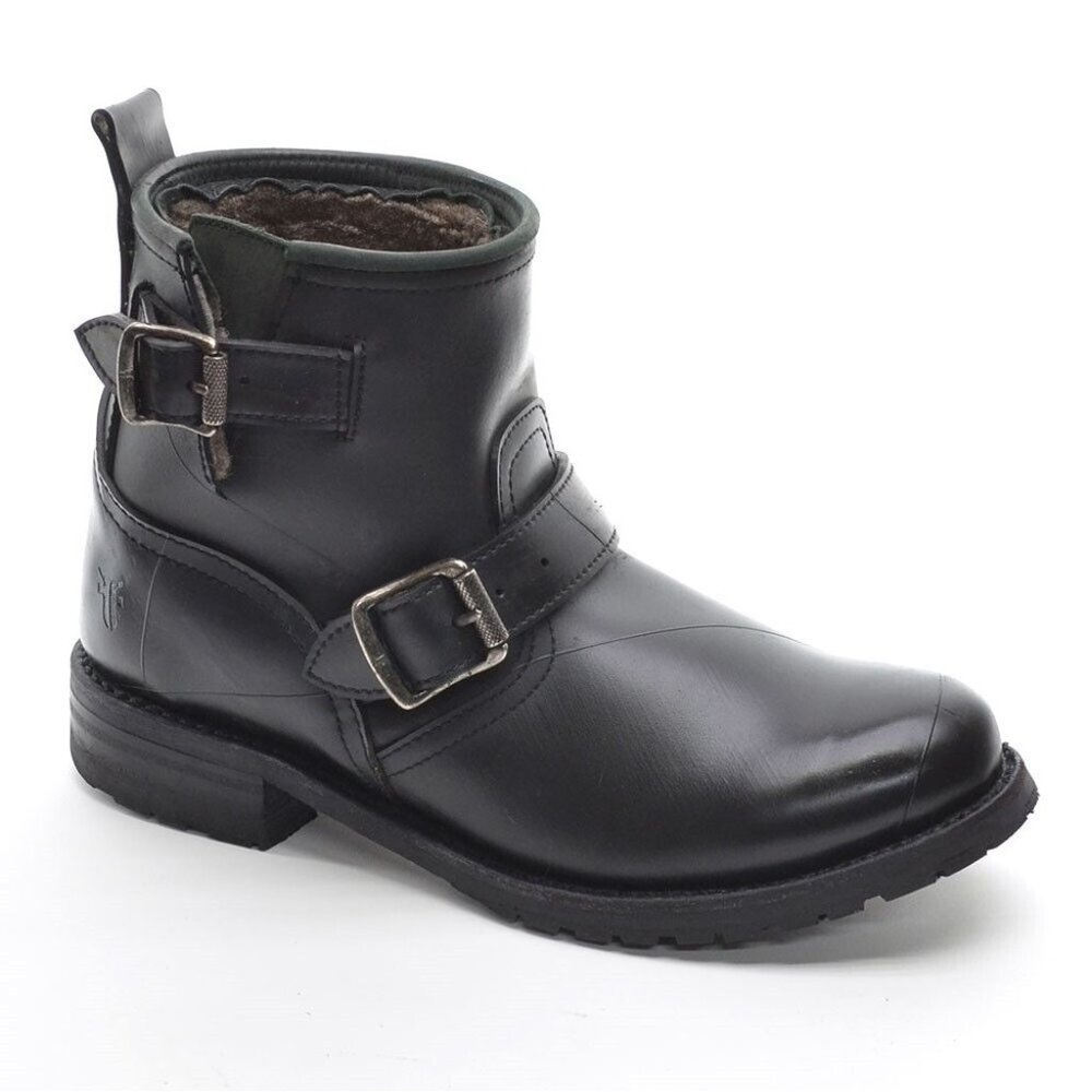 Frye Engineer Shearling Lined Rubber Moto Boots 7.5 B